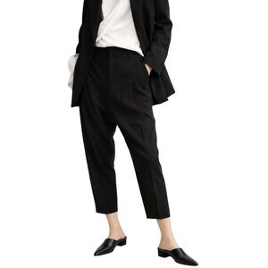 Nili Lotan Paris Pant Crepe Trousers Size 2 Black Drop Crotch Minimalist Dressy